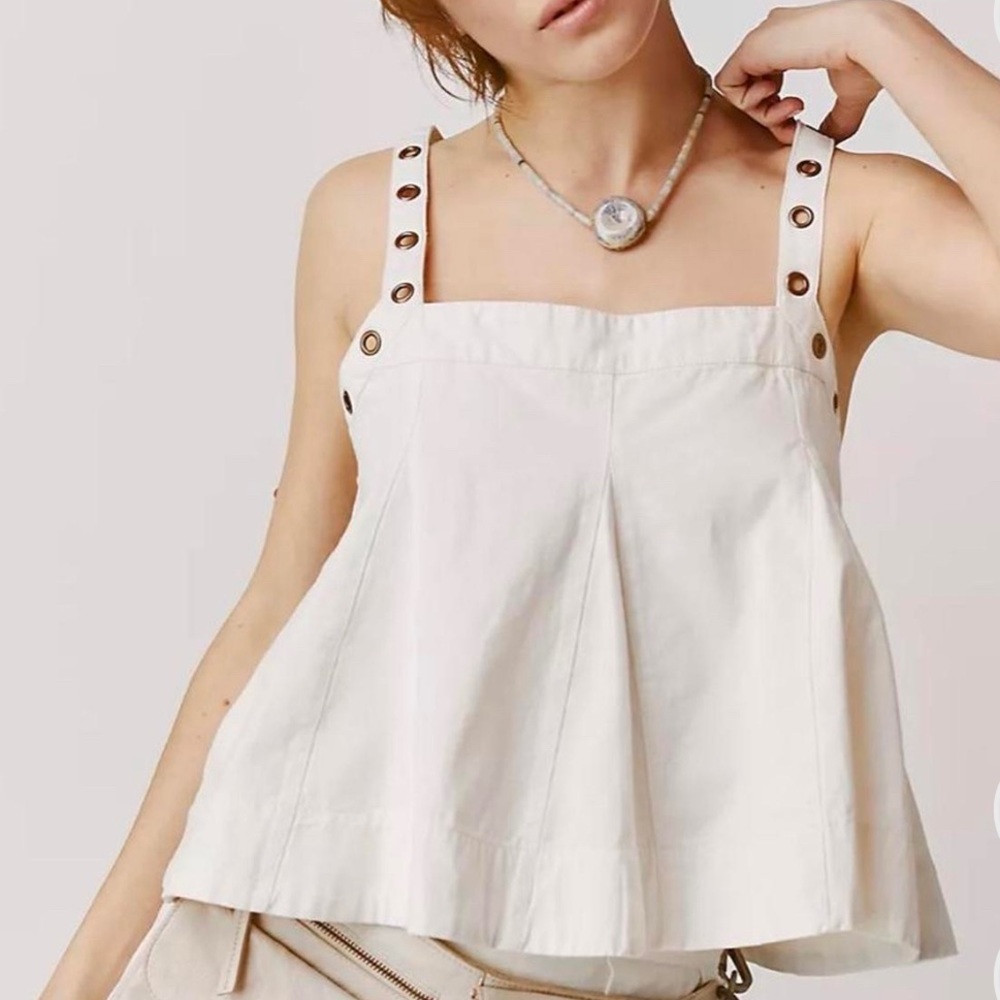 White ruffled tank